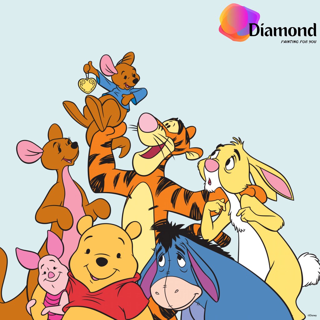 Winnie the Pooh en vriendjes poseren voor foto Diamond Painting for you