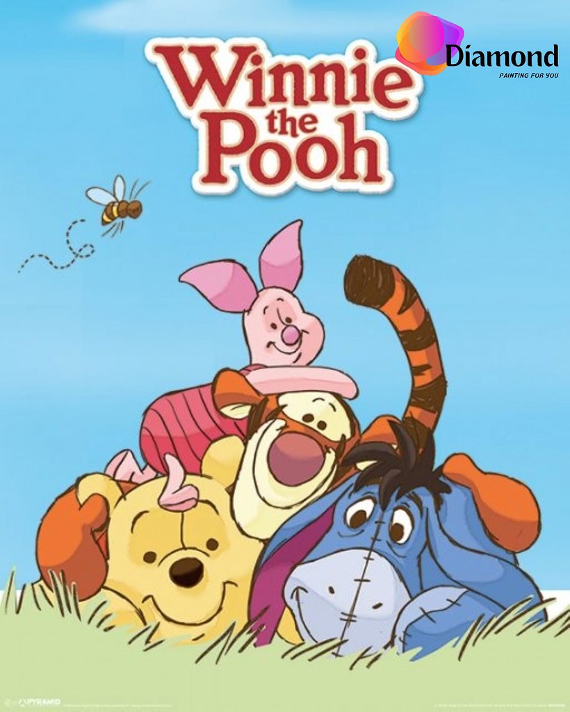 Winnie the Pooh en vriendjes in het gras Diamond Painting for you