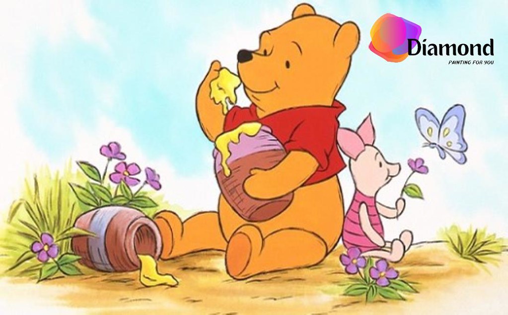 Winnie the Pooh en knorretje eten honing Diamond Painting for you