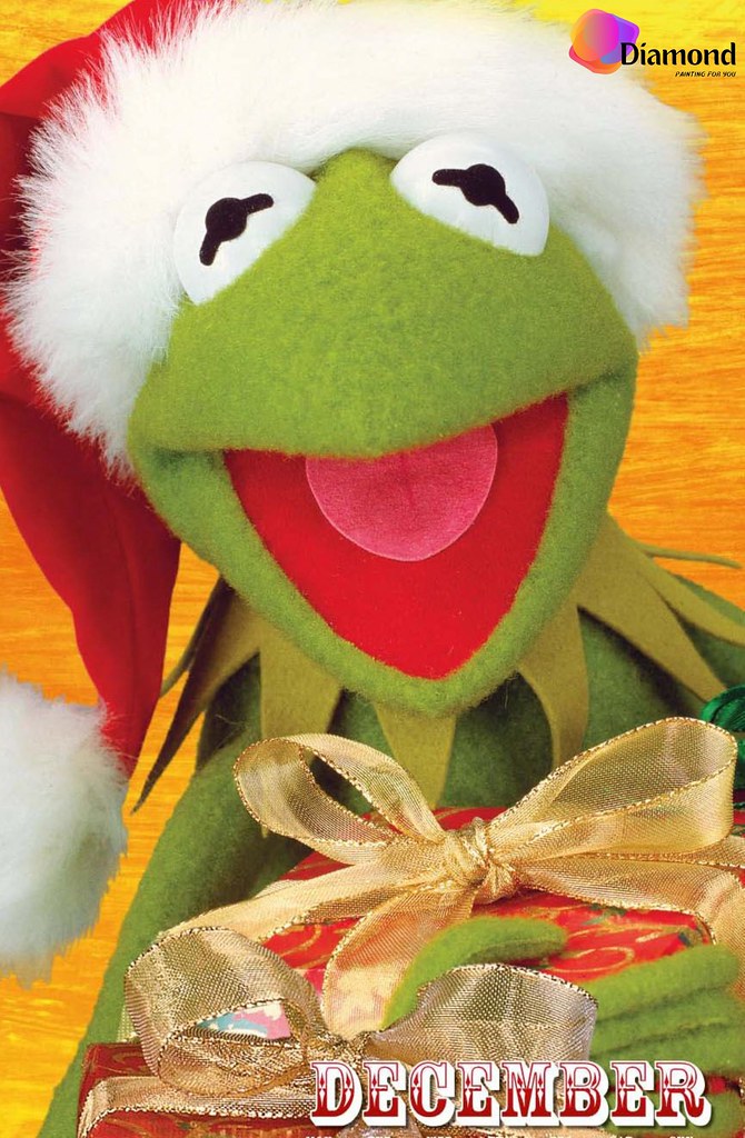 Kermit met kerstcadeautje Diamond Painting for you