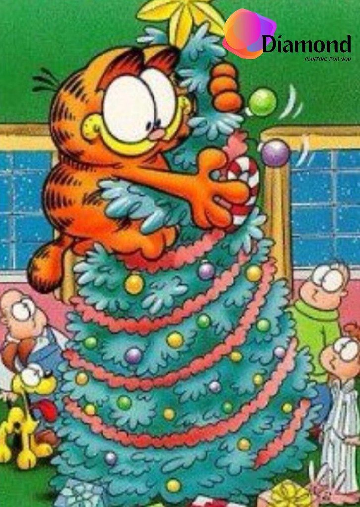 Garfield in een kerstboom Diamond Painting for you