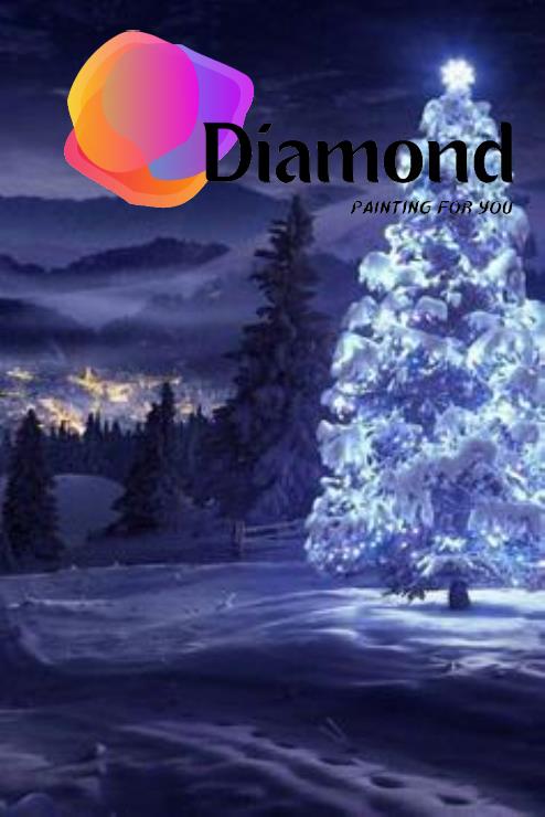 Witte kerstboom in het avondlicht Diamond Painting for you