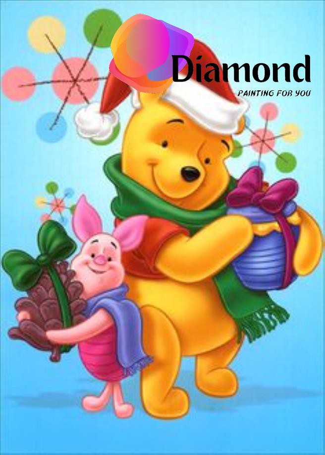 Pooh beer en knorretje met kerstcadeautjes Diamond Painting for you