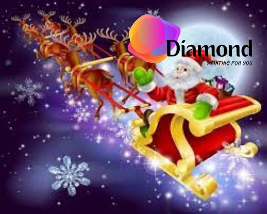 Kerstman op slee met rendieren bij volle maan Diamond Painting for you