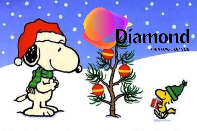 Snoopy bij een kleine buiten kerstboom Diamond Painting for you