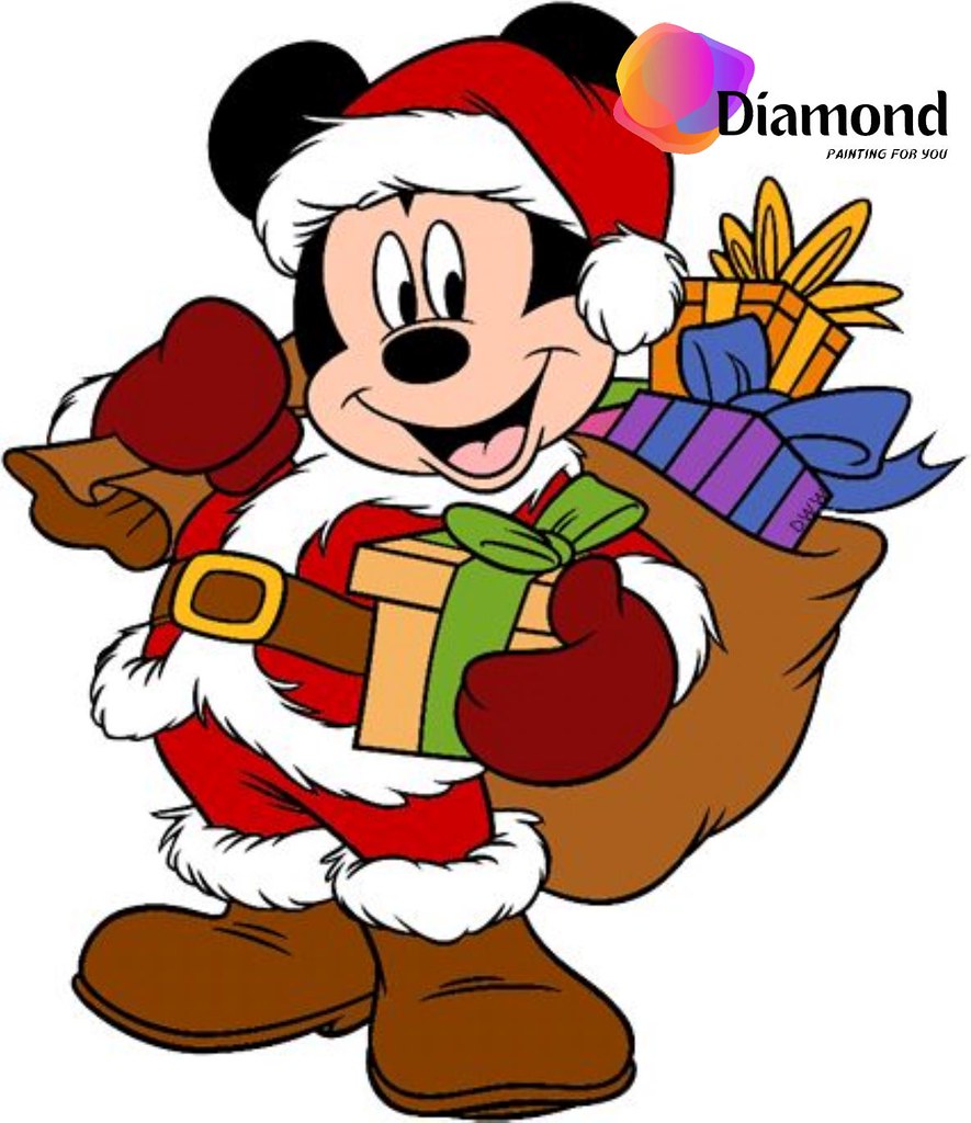 Kerstman Mickey met een zak cadeautjes Diamond Painting for you