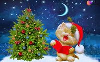 Thumbnail for Zingende kat bij een kerstboom Diamond Painting for you