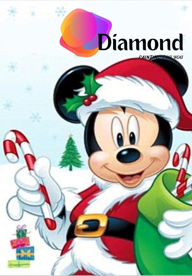 Mickey met kerstmuts en snoepstokjes Diamond Painting for you