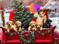 Thumbnail for Labrador hondjes op een truck met kerstboom Diamond Painting for you