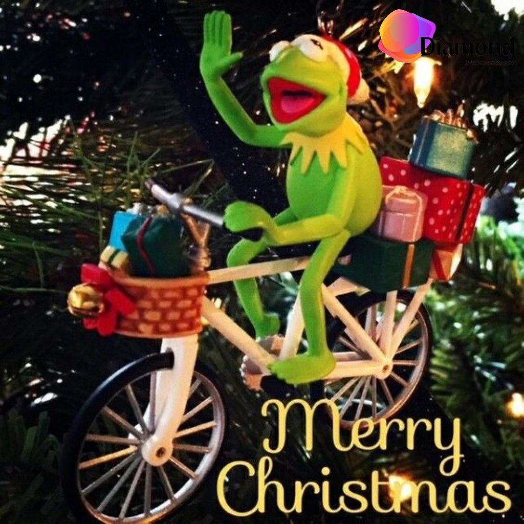 Kermit op een fiets met cadeautjes Diamond Painting for you