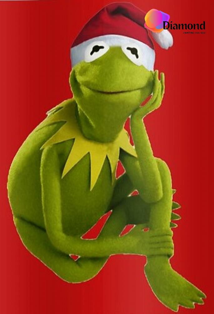 Kermit de kikker met kerstmuts Diamond Painting for you
