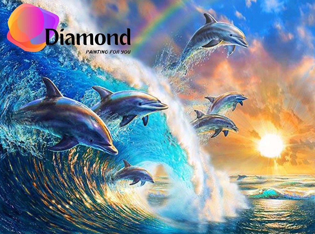 Dolfijnen in een golf Diamond Painting for you