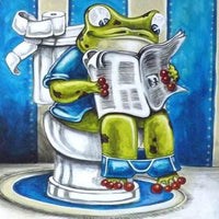 Thumbnail for Kikker met krant op toilet Diamond Painting for you