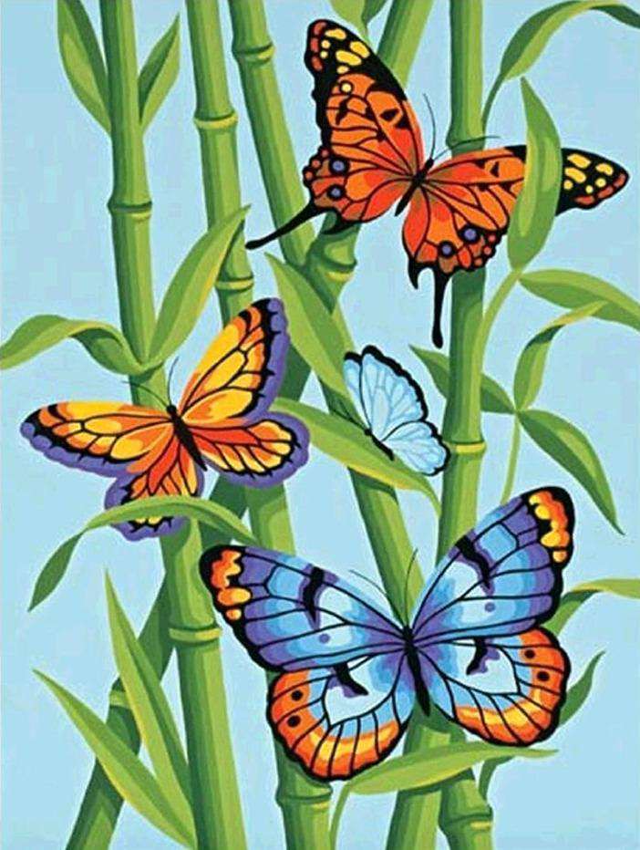 Vlinders in een bamboestengel Diamond Painting for you