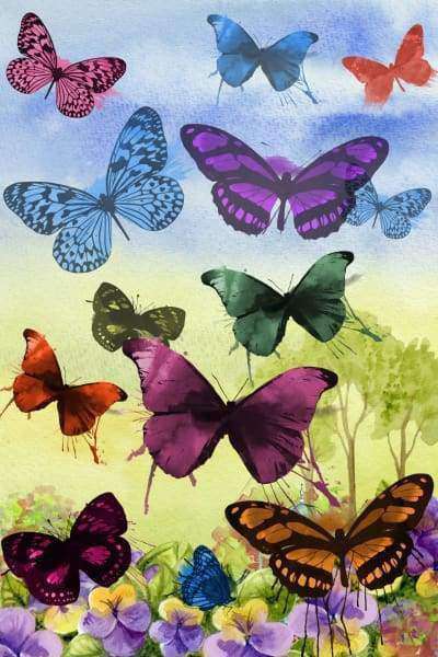 Groep vlinders vliegen samen omhoog Diamond Painting for you